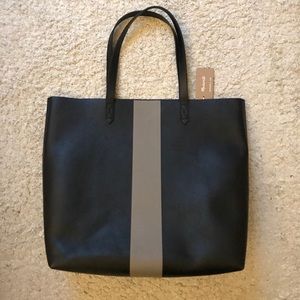 Madewell Black and Gray Stripe Transport Tote